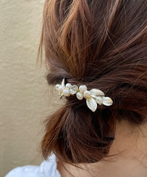 CEMONEMO | リーフモチーフ パール ビジュー ヘアピアス(バレッタ/ヘアクリップ)