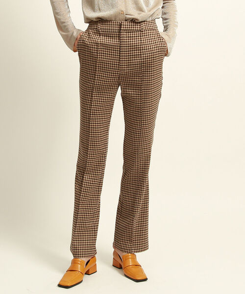 Ray BEAMS（レイビームス）の「Ray BEAMS / チェック ストレッチ フレア パンツ（その他パンツ・レディース・ブラウン/グリーン・1/0）」の3枚目の写真