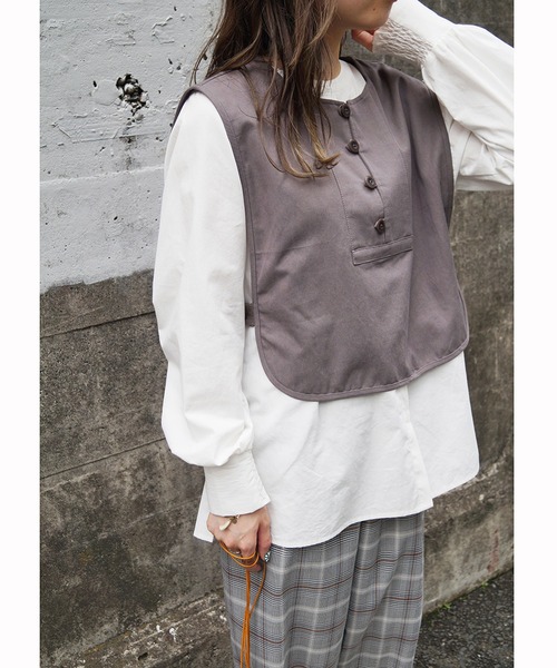 179/WG（イチナナキュウダブルジー）の「フィッシャーマンベストブラウスセット（アンサンブル・レディース・チャコールグレー/グリーン・MEDIUM）」の15枚目の写真
