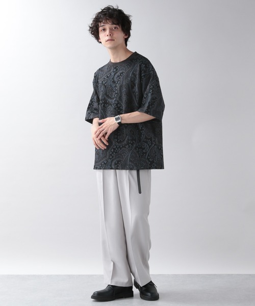 RAGEBLUE(レイジブルー)の「ペイズリー柄/ジャガードTシャツ/957483(Tシャツ/カットソー・メンズ・ブラック/ダークブラウン・MEDIUM/LARGE)」の4枚目の写真