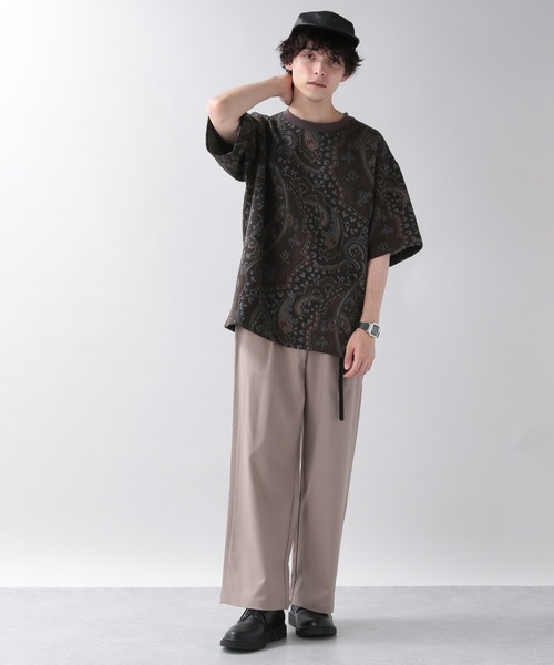 RAGEBLUE(レイジブルー)の「ペイズリー柄/ジャガードTシャツ/957483(Tシャツ/カットソー・メンズ・ブラック/ダークブラウン・MEDIUM/LARGE)」の5枚目の写真