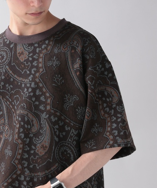 RAGEBLUE(レイジブルー)の「ペイズリー柄/ジャガードTシャツ/957483(Tシャツ/カットソー・メンズ・ブラック/ダークブラウン・MEDIUM/LARGE)」の12枚目の写真