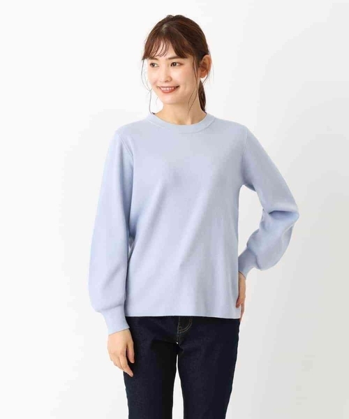 a.v.v（アーヴェヴェ）の「【洗濯機で洗える】クルーネックパフスリーブニット（ニット/セーター・レディース・ライトブルー/ブラック/アイボリー/ライトイエロー/レッド/ピンク・40/38/42/36/34）」の7枚目の写真