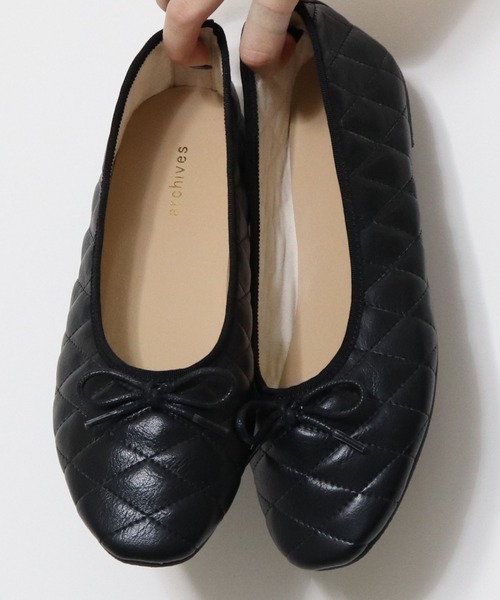 archives（アルシーヴ）の「キルティングバレエシューズ（バレエシューズ・レディース・ブラック/アイボリー・MEDIUM/LARGE）」の3枚目の写真