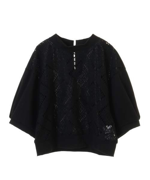 alcali(アルカリ)の「レース切替ショートトップス(Tシャツ/カットソー・レディース・キャメル/オフホワイト/ブラック・FREE)」の3枚目の写真