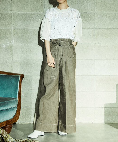 alcali(アルカリ)の「レース切替ショートトップス(Tシャツ/カットソー・レディース・キャメル/オフホワイト/ブラック・FREE)」の8枚目の写真