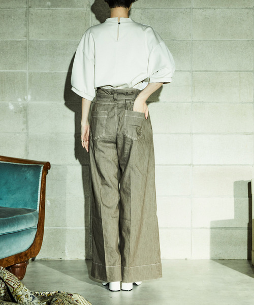 alcali(アルカリ)の「レース切替ショートトップス(Tシャツ/カットソー・レディース・キャメル/オフホワイト/ブラック・FREE)」の9枚目の写真