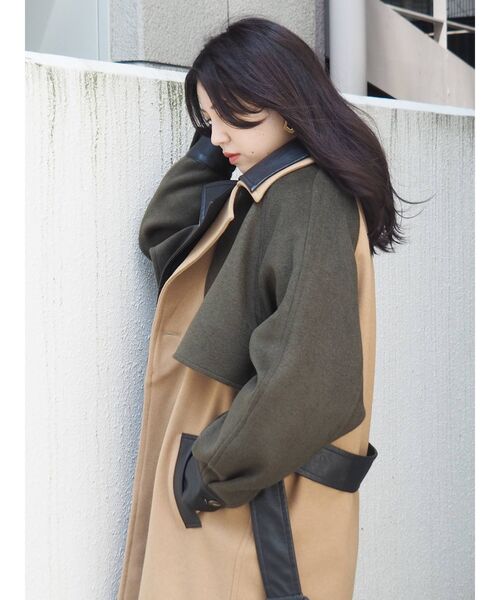 EVRIS(エヴリス)の「ドッキングロングコート(トレンチコート・レディース・ブラック/ベージュ・FREE)」の8枚目の写真