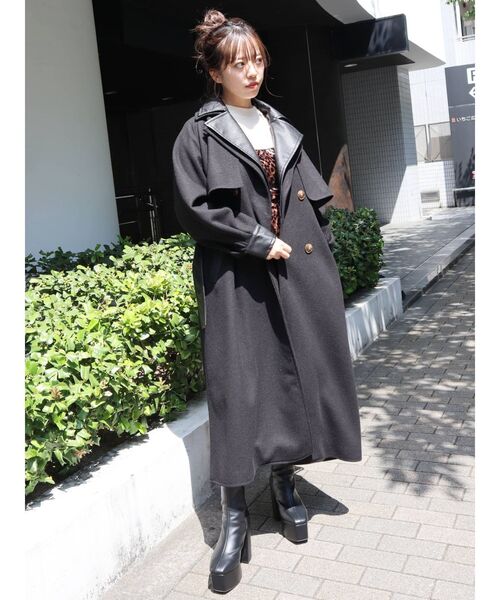 EVRIS(エヴリス)の「ドッキングロングコート(トレンチコート・レディース・ブラック/ベージュ・FREE)」の12枚目の写真