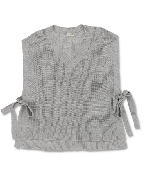 SPINNS（スピンズ）の「サイドリボン Vネック アクリルニットベスト（ベスト・レディース・ブラック/ダークグリーン/ベージュ/グレー・ONESIZE）」の12枚目の写真