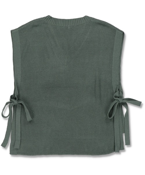 SPINNS（スピンズ）の「サイドリボン Vネック アクリルニットベスト（ベスト・レディース・ブラック/ダークグリーン/ベージュ/グレー・ONESIZE）」の15枚目の写真