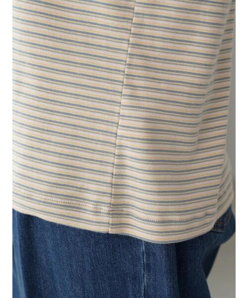 AMERICAN HOLIC（アメリカンホリック）の「マルチボーダーカットクルーネックカットプルオーバー（Tシャツ/カットソー・レディース・ブルー/カーキ・M/L）」の22枚目の写真