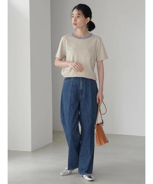 AMERICAN HOLIC（アメリカンホリック）の「マルチボーダーカットクルーネックカットプルオーバー（Tシャツ/カットソー・レディース・ブルー/カーキ・M/L）」の20枚目の写真