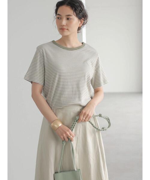 AMERICAN HOLIC（アメリカンホリック）の「マルチボーダーカットクルーネックカットプルオーバー（Tシャツ/カットソー・レディース・ブルー/カーキ・M/L）」の18枚目の写真