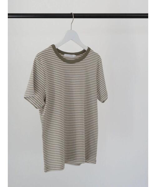 AMERICAN HOLIC（アメリカンホリック）の「マルチボーダーカットクルーネックカットプルオーバー（Tシャツ/カットソー・レディース・ブルー/カーキ・M/L）」の14枚目の写真