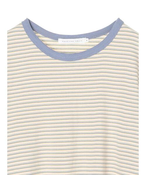 AMERICAN HOLIC（アメリカンホリック）の「マルチボーダーカットクルーネックカットプルオーバー（Tシャツ/カットソー・レディース・ブルー/カーキ・M/L）」の11枚目の写真