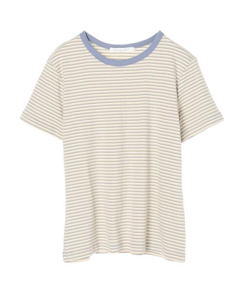 AMERICAN HOLIC（アメリカンホリック）の「マルチボーダーカットクルーネックカットプルオーバー（Tシャツ/カットソー・レディース・ブルー/カーキ・M/L）」の7枚目の写真