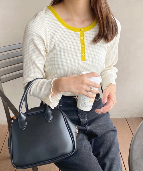 apres jour(アプレジュール)の「ヘンリーリブボーダーT【ZOZOTOWN限定アイテム】(Tシャツ/カットソー・レディース・ブラック/イエロー・X-LARGE/フリー)」の2枚目の写真