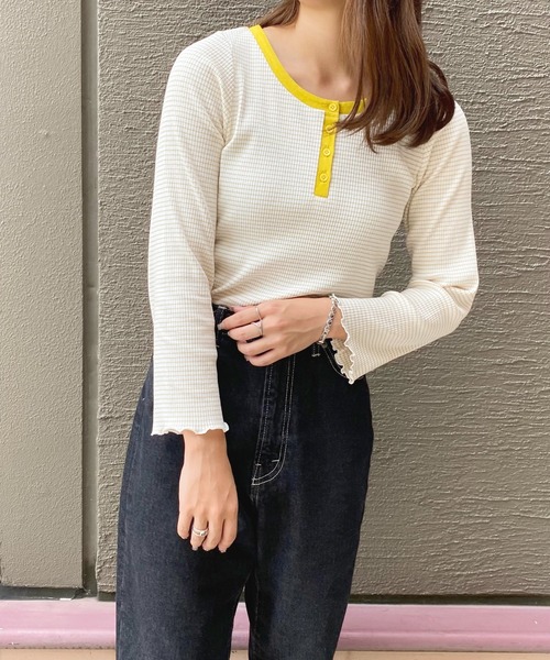 apres jour(アプレジュール)の「ヘンリーリブボーダーT【ZOZOTOWN限定アイテム】(Tシャツ/カットソー・レディース・ブラック/イエロー・X-LARGE/フリー)」の4枚目の写真