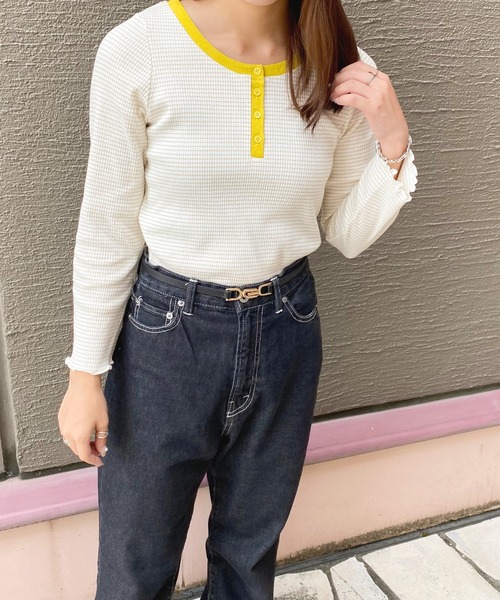 apres jour(アプレジュール)の「ヘンリーリブボーダーT【ZOZOTOWN限定アイテム】(Tシャツ/カットソー・レディース・ブラック/イエロー・X-LARGE/フリー)」の19枚目の写真