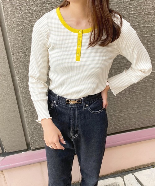 apres jour(アプレジュール)の「ヘンリーリブボーダーT【ZOZOTOWN限定アイテム】(Tシャツ/カットソー・レディース・ブラック/イエロー・X-LARGE/フリー)」の7枚目の写真