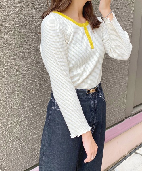 apres jour(アプレジュール)の「ヘンリーリブボーダーT【ZOZOTOWN限定アイテム】(Tシャツ/カットソー・レディース・ブラック/イエロー・X-LARGE/フリー)」の17枚目の写真