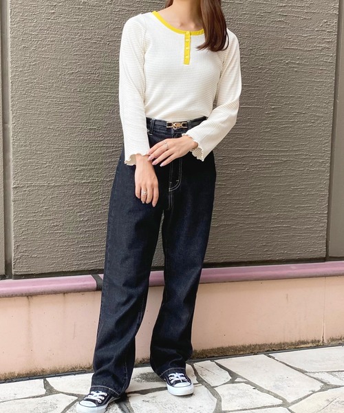 apres jour(アプレジュール)の「ヘンリーリブボーダーT【ZOZOTOWN限定アイテム】(Tシャツ/カットソー・レディース・ブラック/イエロー・X-LARGE/フリー)」の12枚目の写真