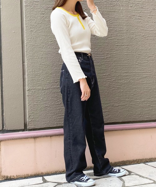apres jour(アプレジュール)の「ヘンリーリブボーダーT【ZOZOTOWN限定アイテム】(Tシャツ/カットソー・レディース・ブラック/イエロー・X-LARGE/フリー)」の10枚目の写真