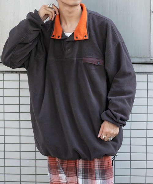 kutir(クティール)の「フリーススナップボタンジャケット(ブルゾン・メンズ・グリーン/ダークブラウン/パープル/イエロー/ライトブルー・LARGE/MEDIUM)」の2枚目の写真