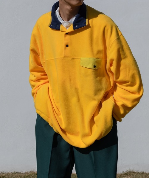 kutir(クティール)の「フリーススナップボタンジャケット(ブルゾン・メンズ・グリーン/ダークブラウン/パープル/イエロー/ライトブルー・LARGE/MEDIUM)」の5枚目の写真