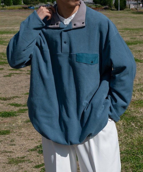 kutir(クティール)の「フリーススナップボタンジャケット(ブルゾン・メンズ・グリーン/ダークブラウン/パープル/イエロー/ライトブルー・LARGE/MEDIUM)」の3枚目の写真