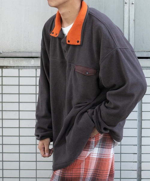 kutir(クティール)の「フリーススナップボタンジャケット(ブルゾン・メンズ・グリーン/ダークブラウン/パープル/イエロー/ライトブルー・LARGE/MEDIUM)」の9枚目の写真