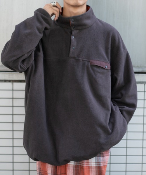 kutir(クティール)の「フリーススナップボタンジャケット(ブルゾン・メンズ・グリーン/ダークブラウン/パープル/イエロー/ライトブルー・LARGE/MEDIUM)」の8枚目の写真