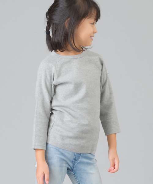 OMNES（オムネス）の「キッズ ジャガードストレッチ長袖Tシャツ（Tシャツ/カットソー・キッズ・杢グレー/ネイビー/ブラック/ホワイト/サーモンピンク/ブルー/グリーン系その他・110/130/140/100/120/90/80）」の3枚目の写真