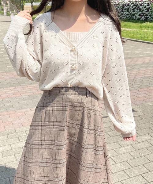 apres jour（アプレジュール）の「透かしカーデ＋キャミSET【ZOZOTOWN限定アイテム】（カーディガン/ボレロ・レディース・アイボリー/ライトピンク/モカ・X-LARGE/フリー）」の7枚目の写真