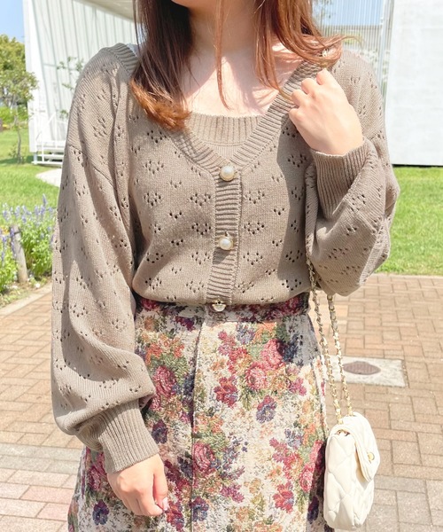 apres jour（アプレジュール）の「透かしカーデ＋キャミSET【ZOZOTOWN限定アイテム】（カーディガン/ボレロ・レディース・アイボリー/ライトピンク/モカ・X-LARGE/フリー）」の13枚目の写真