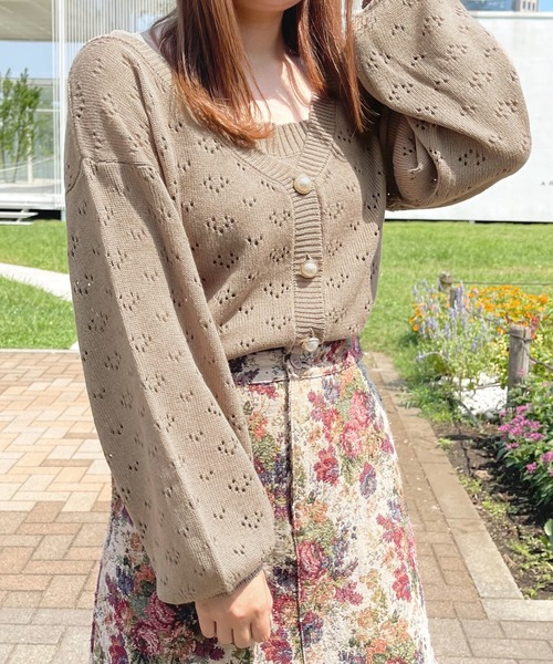 apres jour（アプレジュール）の「透かしカーデ＋キャミSET【ZOZOTOWN限定アイテム】（カーディガン/ボレロ・レディース・アイボリー/ライトピンク/モカ・X-LARGE/フリー）」の15枚目の写真