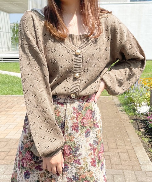 apres jour（アプレジュール）の「透かしカーデ＋キャミSET【ZOZOTOWN限定アイテム】（カーディガン/ボレロ・レディース・アイボリー/ライトピンク/モカ・X-LARGE/フリー）」の16枚目の写真