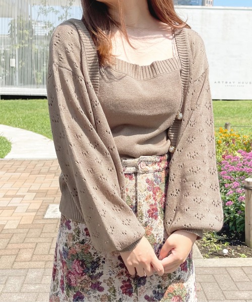 apres jour（アプレジュール）の「透かしカーデ＋キャミSET【ZOZOTOWN限定アイテム】（カーディガン/ボレロ・レディース・アイボリー/ライトピンク/モカ・X-LARGE/フリー）」の18枚目の写真