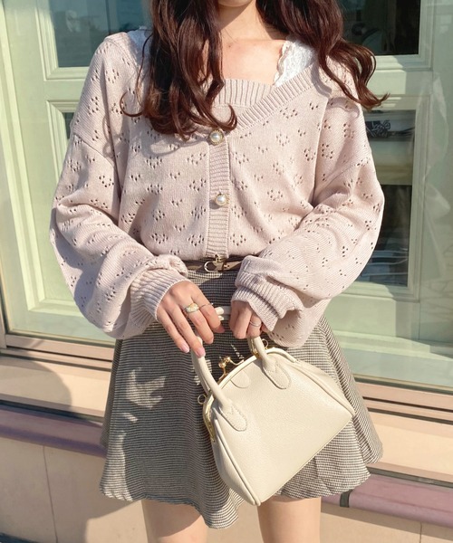 apres jour（アプレジュール）の「透かしカーデ＋キャミSET【ZOZOTOWN限定アイテム】（カーディガン/ボレロ・レディース・アイボリー/ライトピンク/モカ・X-LARGE/フリー）」の22枚目の写真