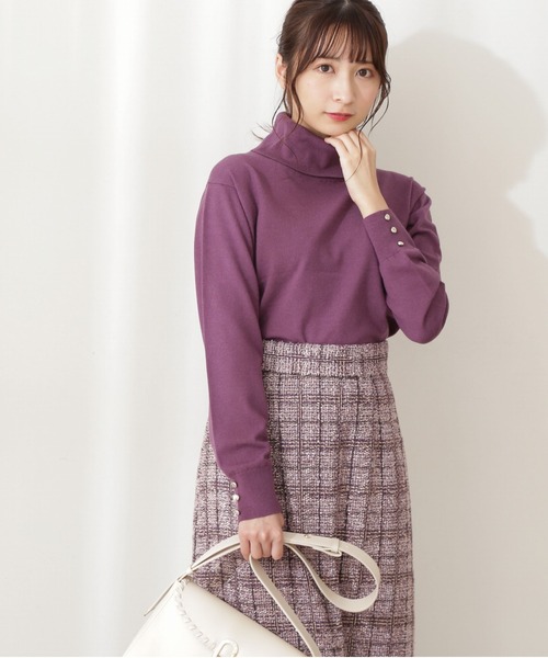 PROPORTION BODY DRESSING（プロポーションボディドレッシング）の「メタル釦天竺ハイネックニット / 1211270023（ニット/セーター・レディース・ホワイト系その他/パープル系その他/ブラウン系その他・MEDIUM/SMALL）」の3枚目の写真