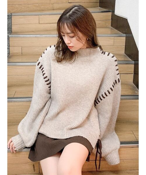 dazzlin（ダズリン）の「ハンドステッチボリュームニット（ニット/セーター・レディース・ベージュ/モカ・FREE）」の7枚目の写真