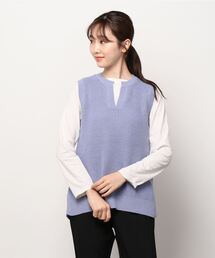 キーネック ニットベスト