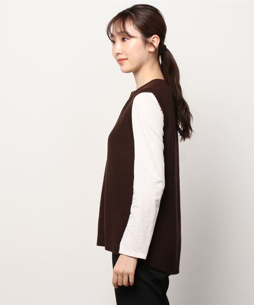 TOKYO SHIRTS（トウキョウシャツ）の「キーネック ニットベスト（ベスト・レディース・ダークブラウン/ライラック/グレー/ラベンダー/ネイビー・M/L）」の18枚目の写真