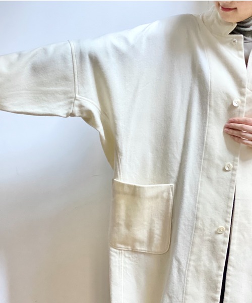 Plantation（プランテーション）の「(S)ウォッシュフラノ（チェスターコート・レディース・カーキ/ブラック/ライトグレー/オフホワイト・M size）」の10枚目の写真