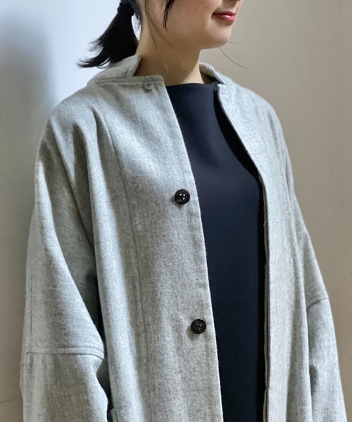 Plantation（プランテーション）の「(S)ウォッシュフラノ（チェスターコート・レディース・カーキ/ブラック/ライトグレー/オフホワイト・M size）」の5枚目の写真