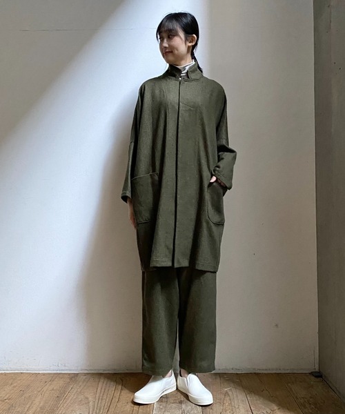 Plantation（プランテーション）の「(S)ウォッシュフラノ（チェスターコート・レディース・カーキ/ブラック/ライトグレー/オフホワイト・M size）」の9枚目の写真