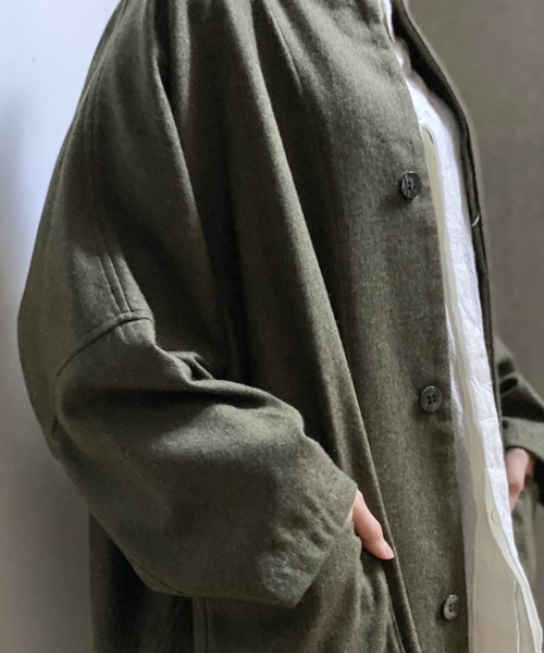 Plantation（プランテーション）の「(S)ウォッシュフラノ（チェスターコート・レディース・カーキ/ブラック/ライトグレー/オフホワイト・M size）」の16枚目の写真