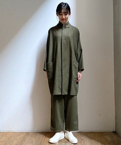 Plantation（プランテーション）の「(S)ウォッシュフラノ（チェスターコート・レディース・カーキ/ブラック/ライトグレー/オフホワイト・M size）」の11枚目の写真
