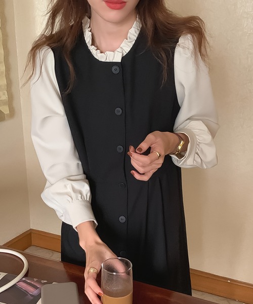 Girly Doll(ガーリードール)の「フロントボタンワンピース(ワンピース・レディース・ブラック/ブラウン・FREE)」の10枚目の写真